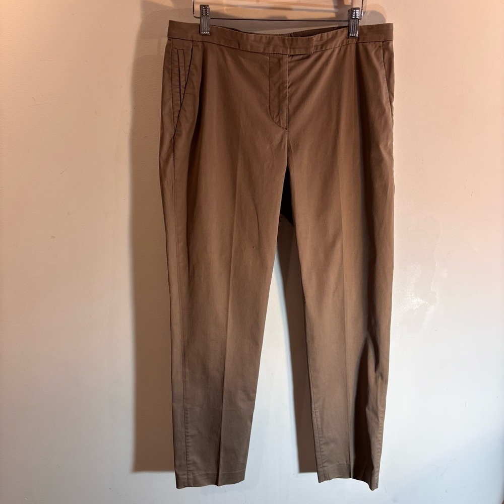 BRUNELLO CUCINELLI Sz 6 Khaki Pants Trousers Cotton Elastane Blend Pockets